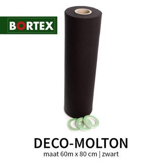 Bortex deco-molton op maat 60m x 80cm zwart